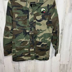 True Religion Military Jacket Camo Peacock Design green black size x small‎